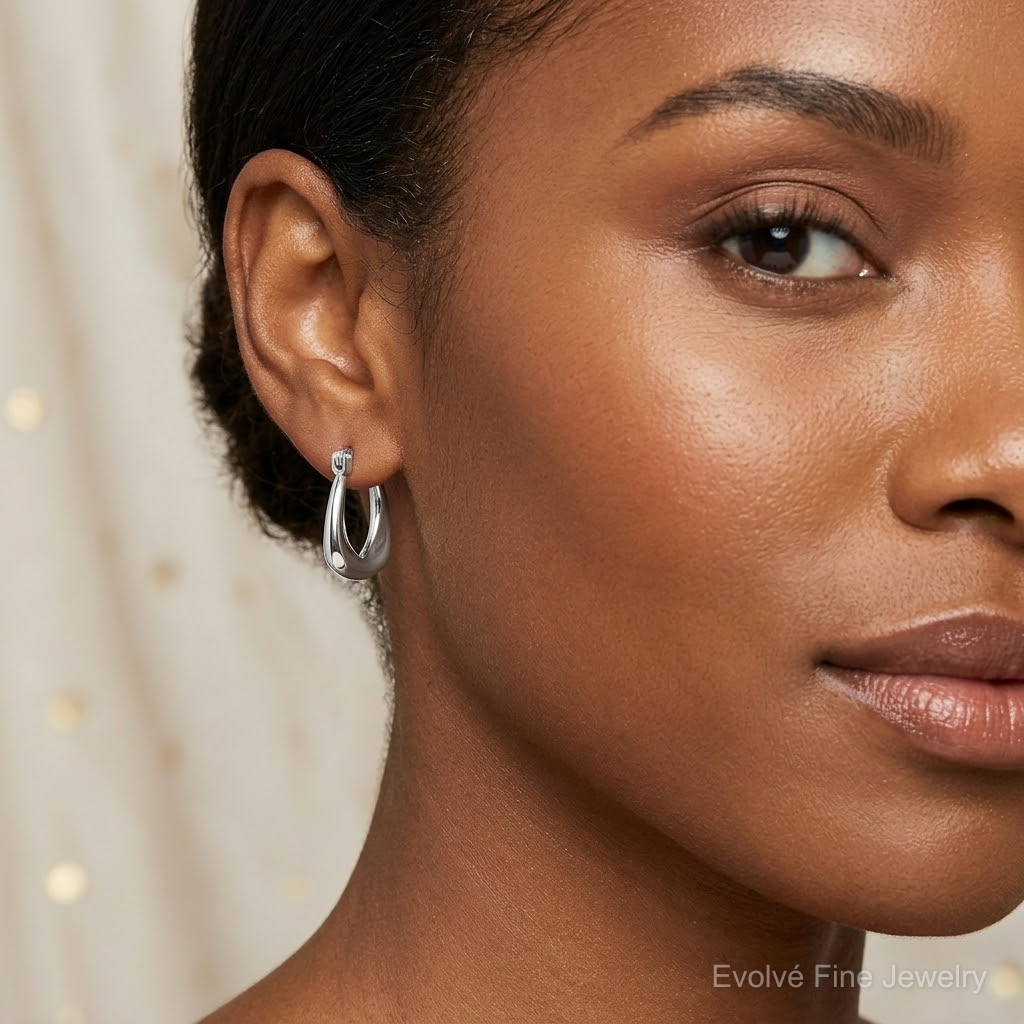 Leslie's Sterling Silver Rhodium-plated Huggie Earrings - Model Shot