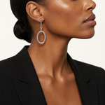 Leslie's Sterling Silver Rh-plated Oval Post Dangle Earrings - Model Shot