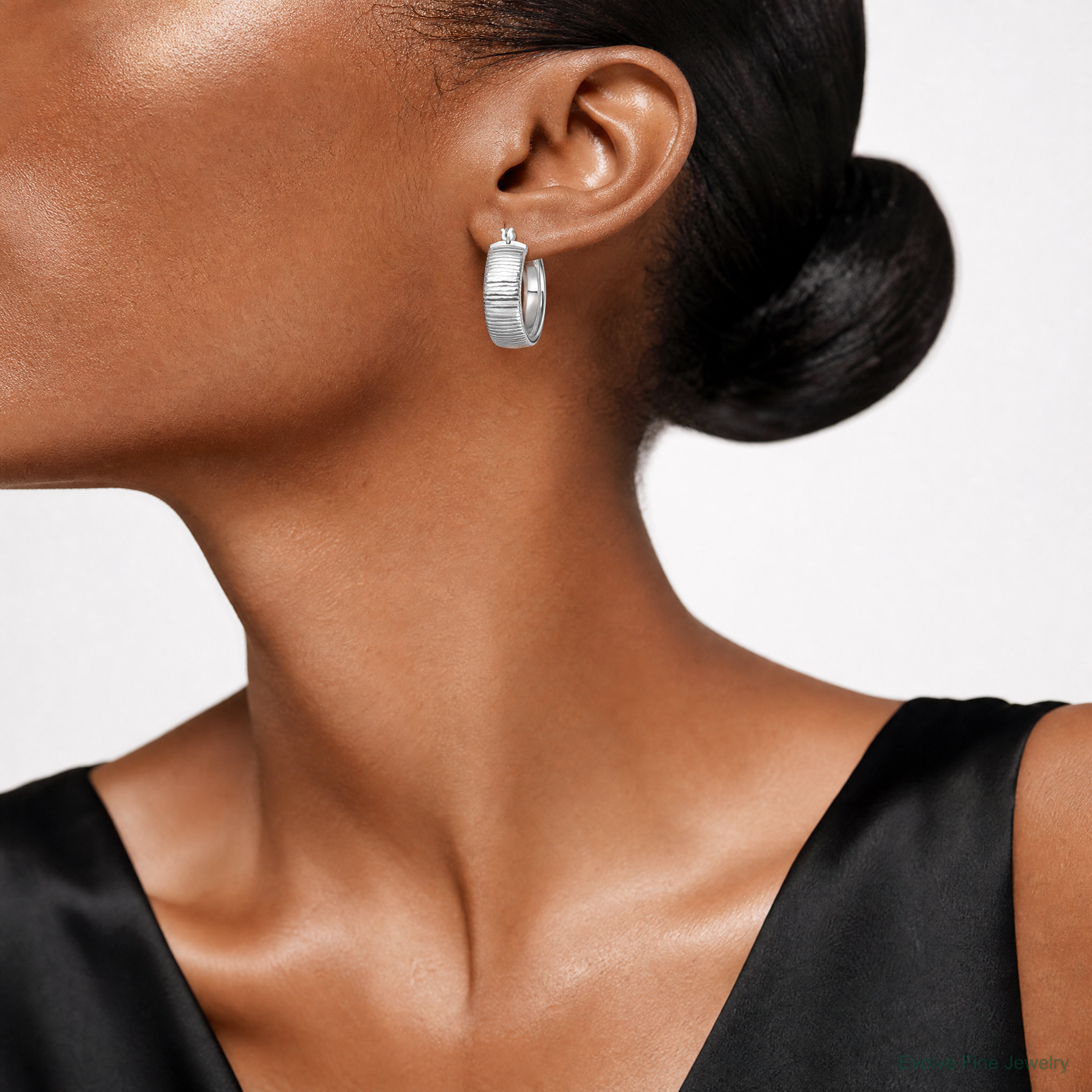 Leslie's Sterling Silver Rhodium-plated and D/C Hoop Earrings - Model Shot