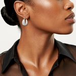 Leslie's Sterling Silver Rhodium-plated Textured Hoop Earrings - Model Shot