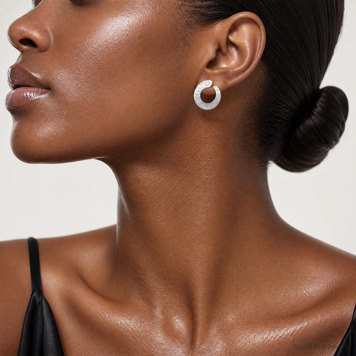 Leslie's SS RH-plt Radiant Essence Textured Tapered Circle Post Earrings - Model Shot