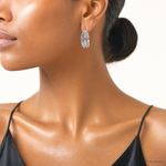 Leslie's Sterling Silver Rh-Plated Polished C-Hoop Post Earrings - Model Shot