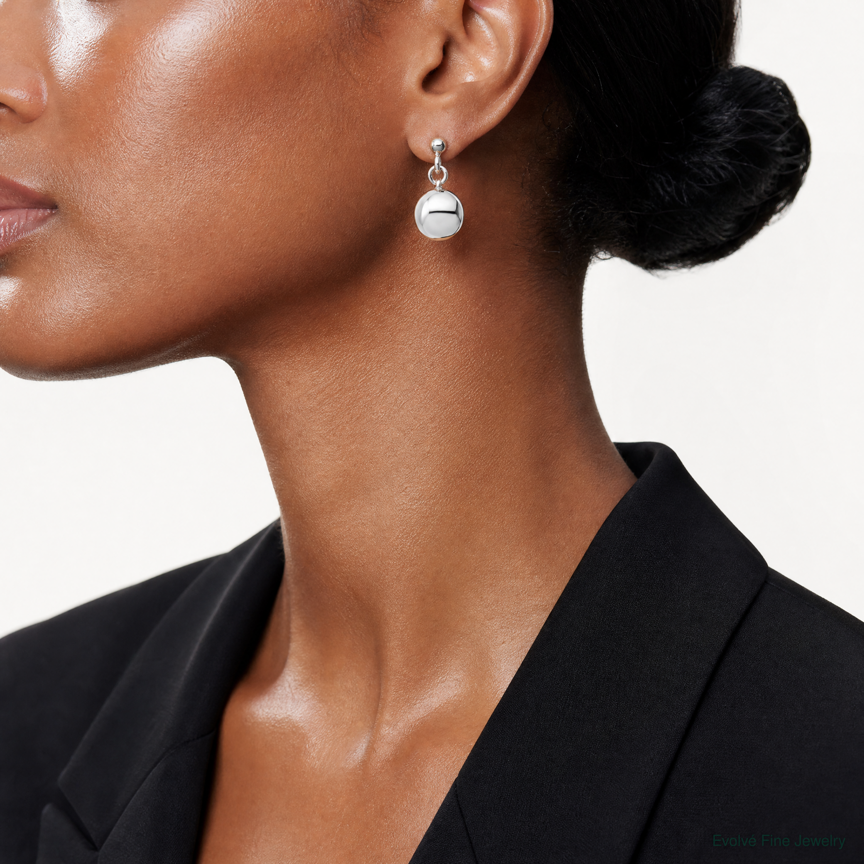 Leslie's Sterling Silver RH-plated Polished Domed Post Dangle Earrings - Model Shot