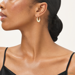 Leslie's Sterling Silver Gold-tone Polished Hoop Earrings - Model Shot