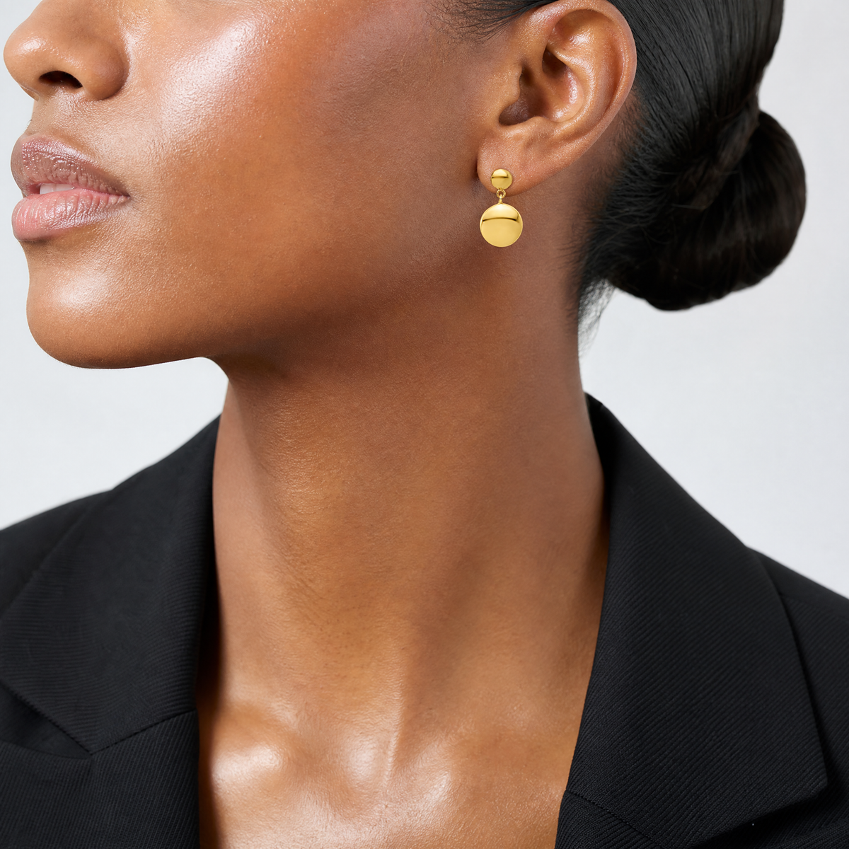 Leslie's Sterling Silver Gold-tone Polished Circle Dangle Post Earrings - Model Shot