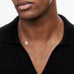 Leslie's Sterling Silver Rhod-pl Cross and Miraculous Medal Necklace - Model Shot