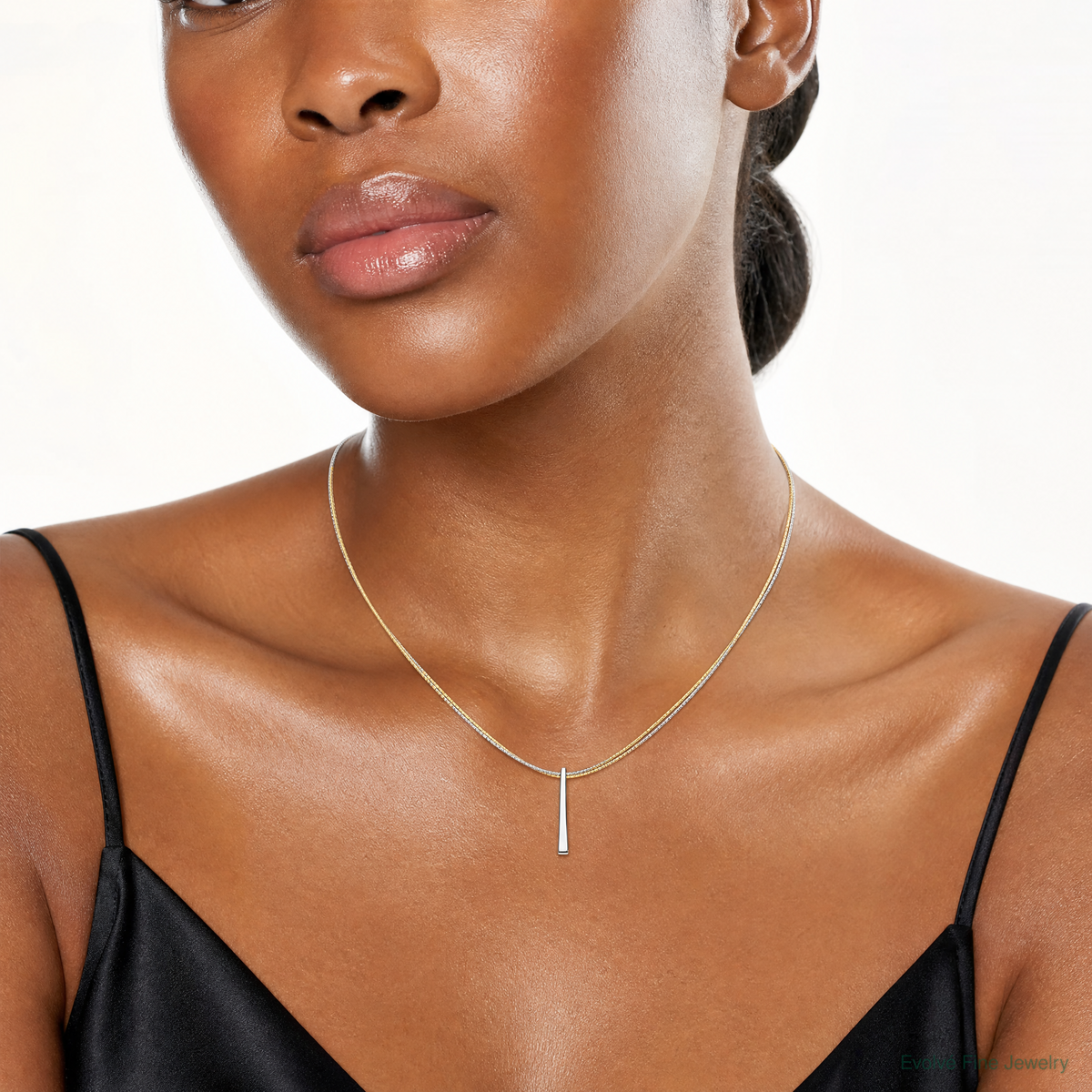 Leslie's SS RH/Gold-plated 2-Wire Tapered Bar w/ 2in Ext. Necklace - Model Shot