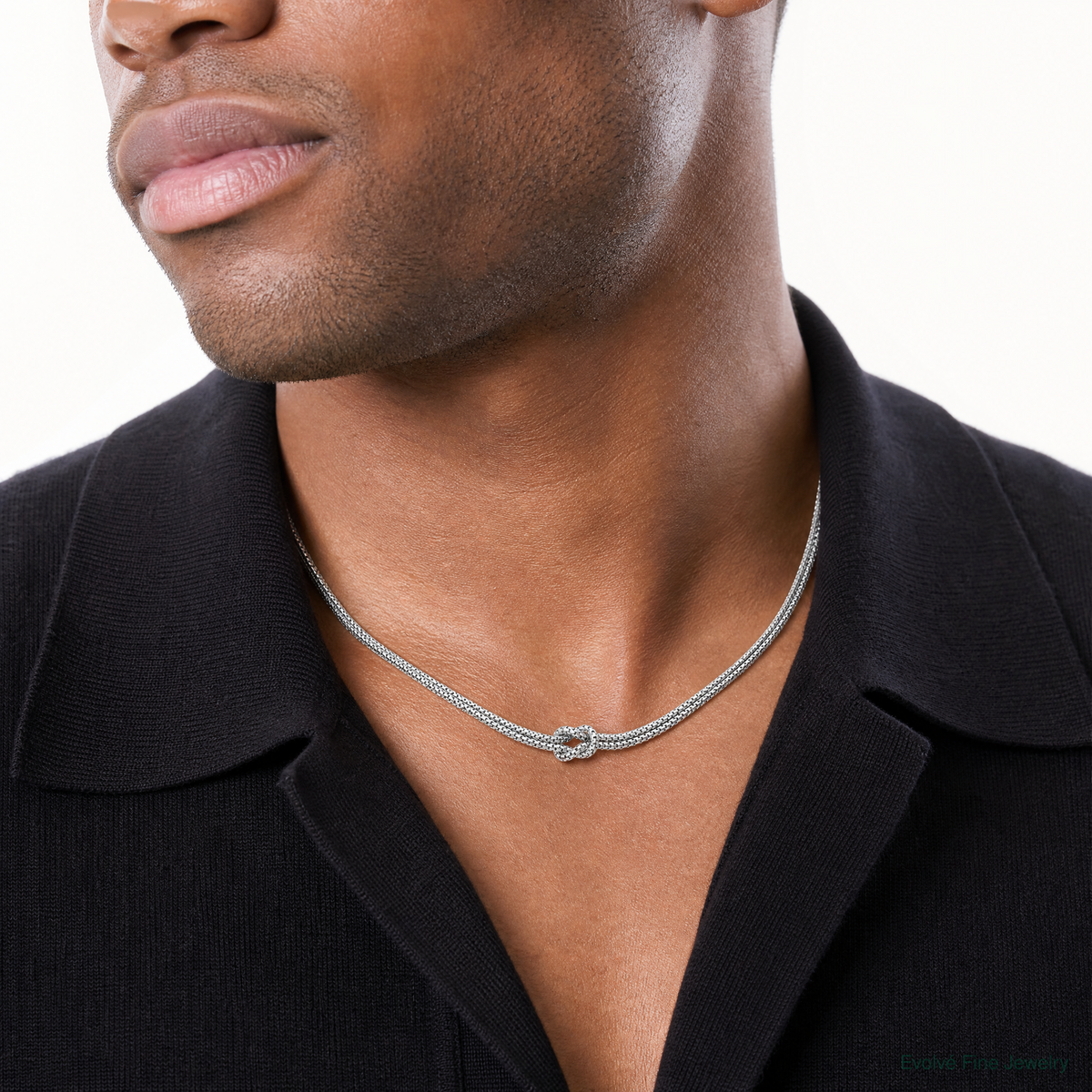 Leslie's Sterling Silver RH-plat Pol. 2-Strand Knot w/2in ext. Necklace - Model Shot