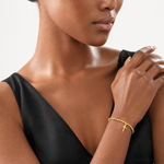 Leslie's Sterling Silver Gold-tone Pol. Cross Beaded Stretch Bracelet - Model Shot