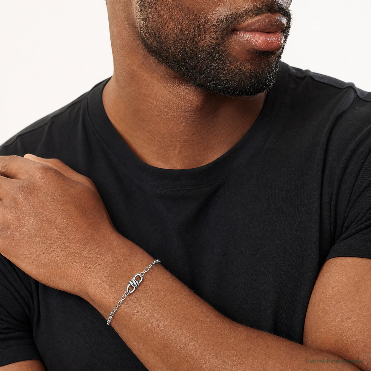 Leslie's Sterling Silver RH-plated Polished Fancy Link w/1in ext. Bracelet - Model Shot