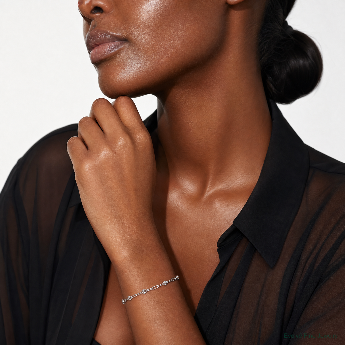 Leslie's Sterling Silver RH-plated Polished Fancy Link w/1in ext. Bracelet - Model Shot