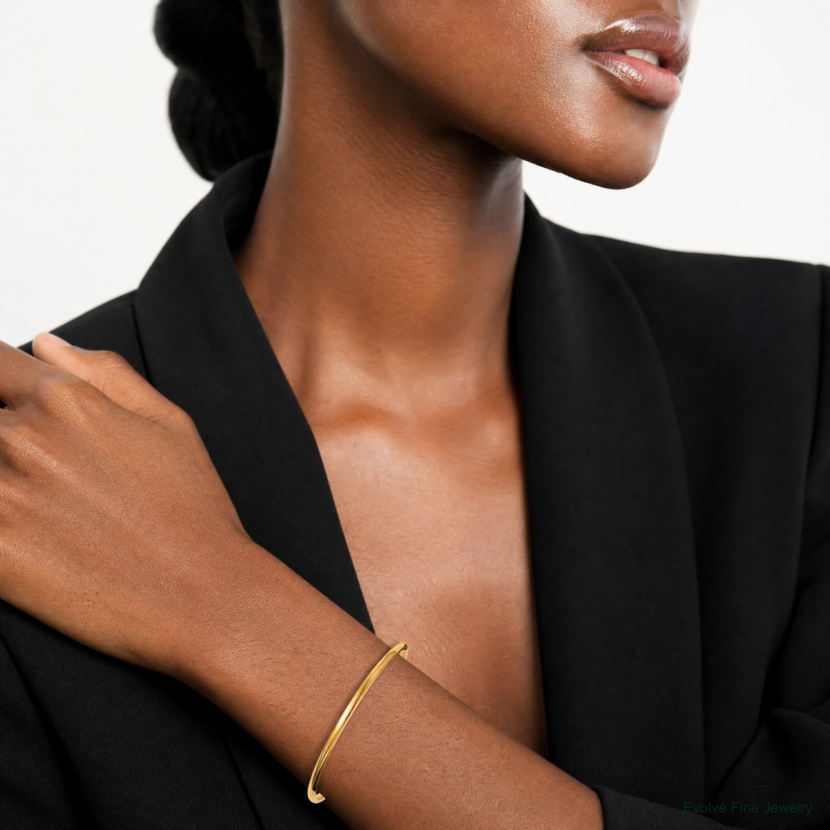 Leslie's Sterling Silver Gold-plated Polished Adjustable Bangle - Model Shot