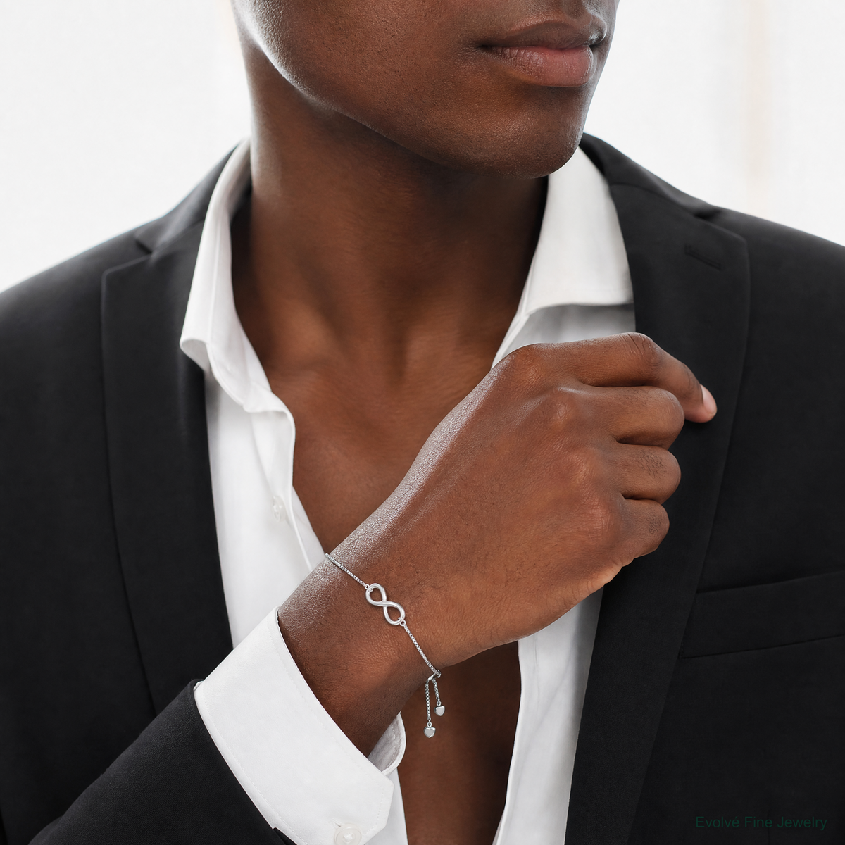 Leslie's Sterling Silver RH-plated Polished Infinity Adjustable Bracelet - Model Shot