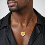 SS Gold-plated Brushed / Polished Pink Angel Resin Cameo 20mm Heart Locket - Model Shot