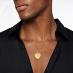 SS Gold-plated Brushed And Polished Footprints 12mm Heart Locket - Model Shot