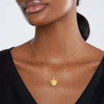 Sterling Silver Gold-plated Brushed And Polished Stars 12mm Heart Locket - Model Shot