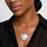 Sterling Silver Rhodium-plated 20mm Footprints Heart Locket - Model Shot