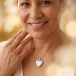 Sterling Silver Rhodium-plated 20mm D/C Grandma Heart Locket - Model Shot