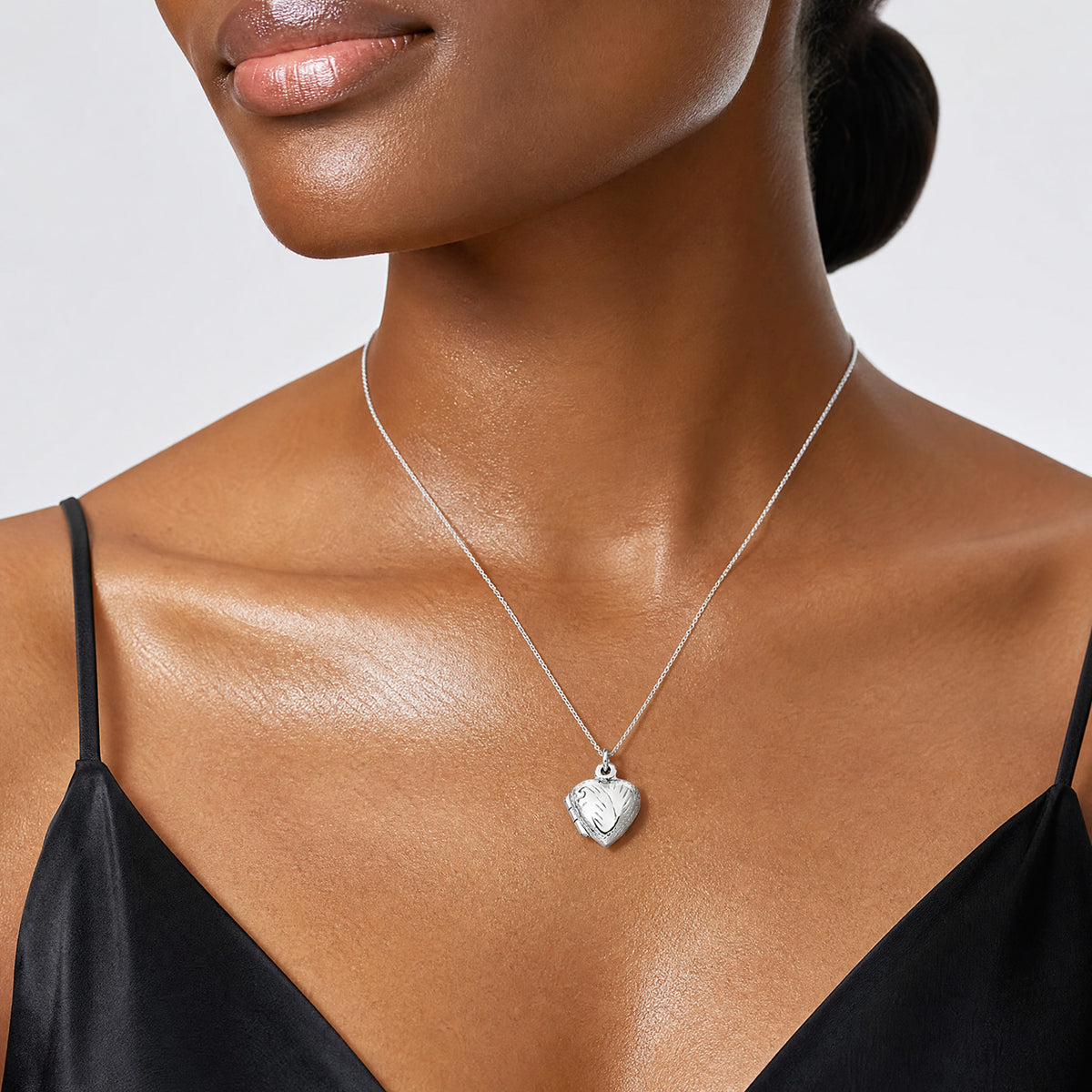Sterling Silver Heart Locket - Model Shot