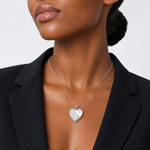Sterling Silver Rhodium-plated 24mm D/C Footprints Ash Holder Heart Locket - Model Shot