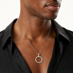 Sterling Silver Rhodium-plated CZ Circle Pendant - Model Shot