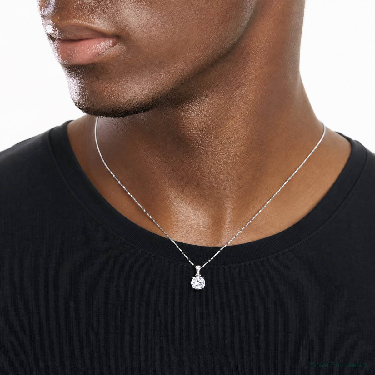 Sterling Silver Rhodium-plated CZ Pendant - Model Shot