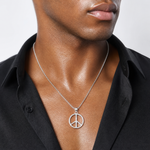 Sterling Silver Polished Peace Pendant - Model Shot