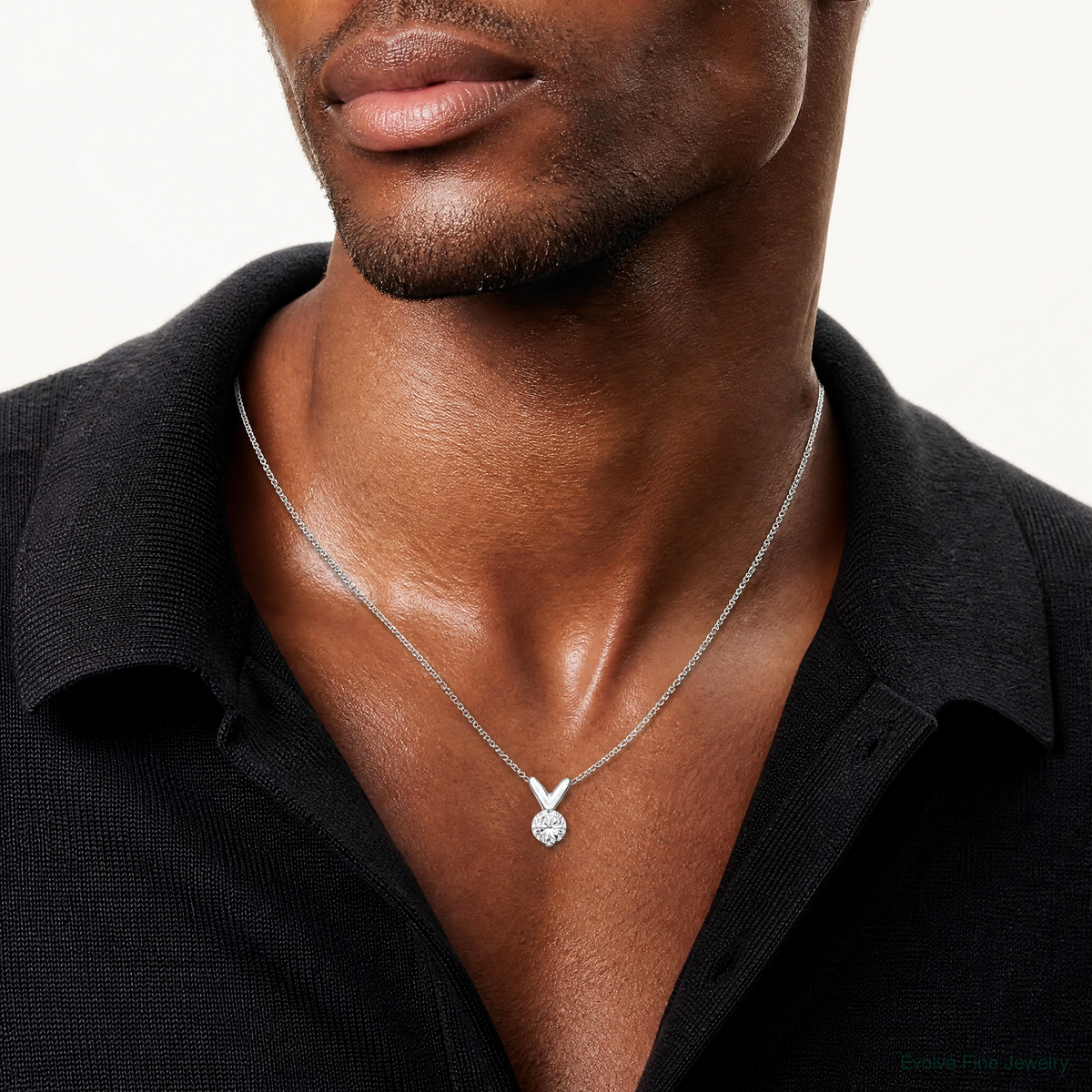Sterling Silver CZ Pendant Chain Slide - Model Shot