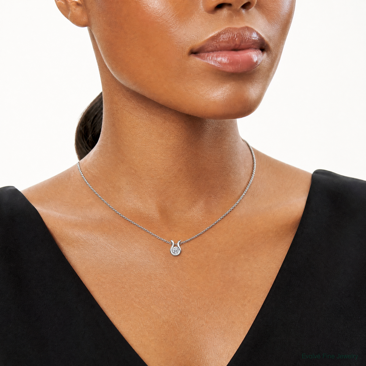 Sterling Silver CZ Chain Slide - Model Shot