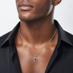 Sterling Silver Rhodium-plated Polished Amethyst and CZ Pendant - Model Shot