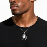Sterling Silver Polished & Textured Teardrop Pendant - Model Shot