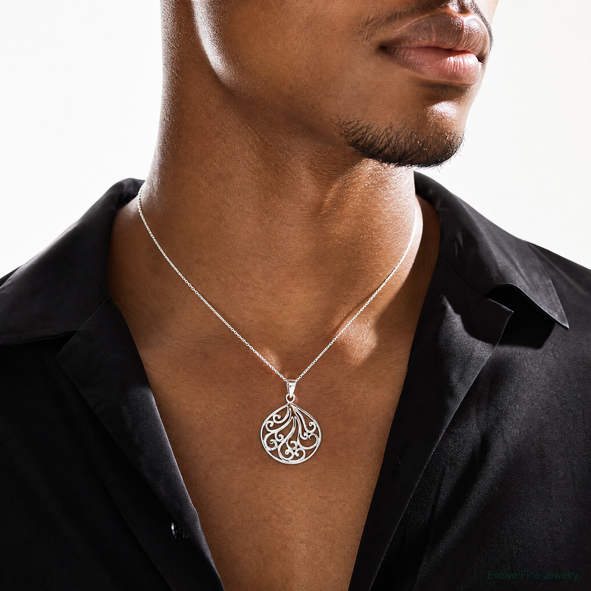 Sterling Silver Swirl Pendant - Model Shot