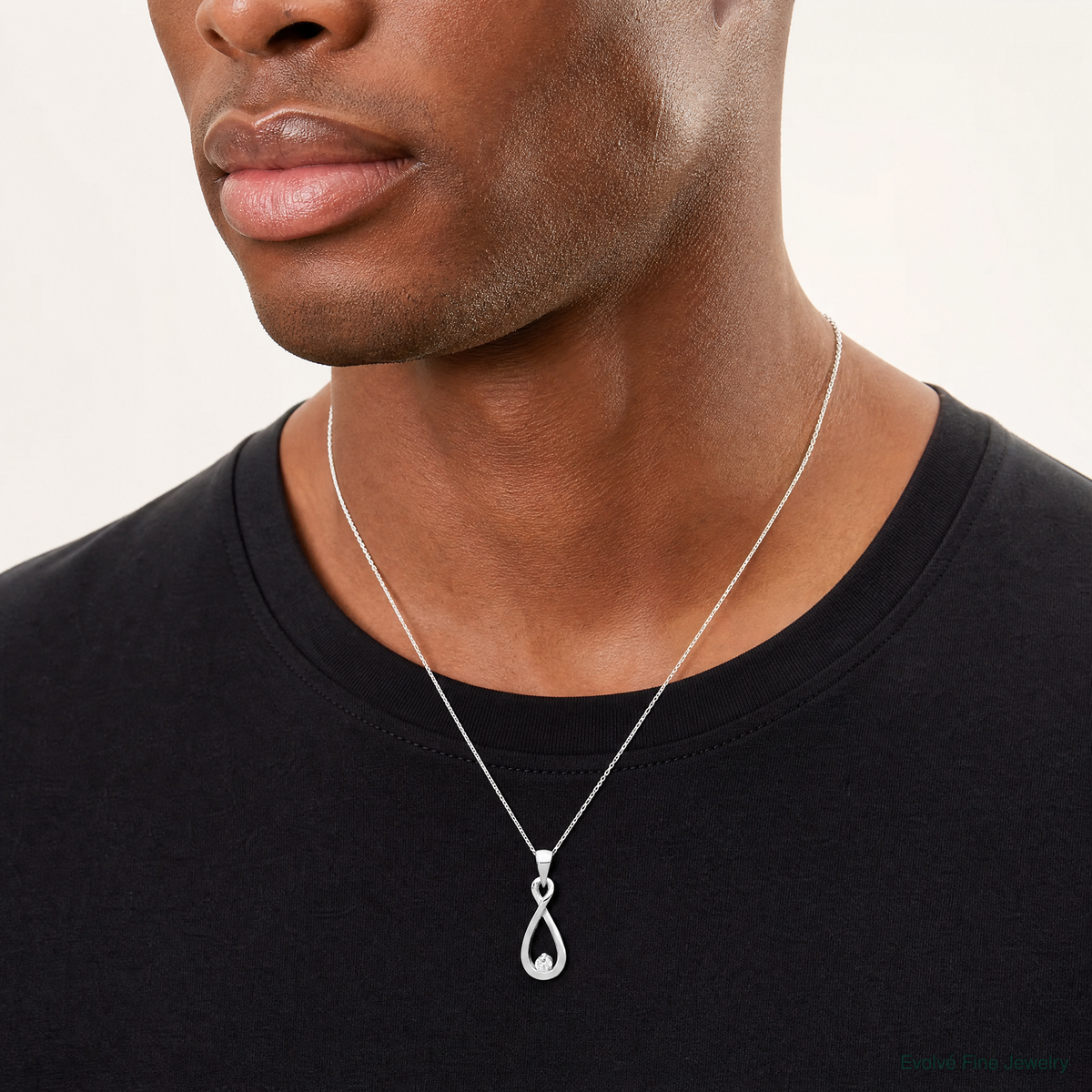 Sterling Silver Rhodium-plated w/CZ Pendant - Model Shot
