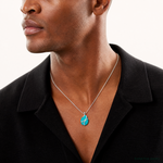 Sterling Silver Polished Synthetic Turquoise Pendant - Model Shot