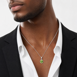 Sterling Silver Rhodium-plated Polished Peridot Round Pendant - Model Shot