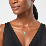 Sterling Silver Rhodium-plated Polished Peridot Oval Pendant - Model Shot