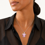 Sterling Silver Pink Mother of Pearl Turtle Slide - Model Shot