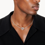 Sterling Silver Platium-plated Rose-tone Vibrant CZ Chain Slide - Model Shot