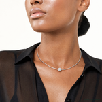 Sterling Silver Rhodium-plated CZ Bead Pendant - Model Shot