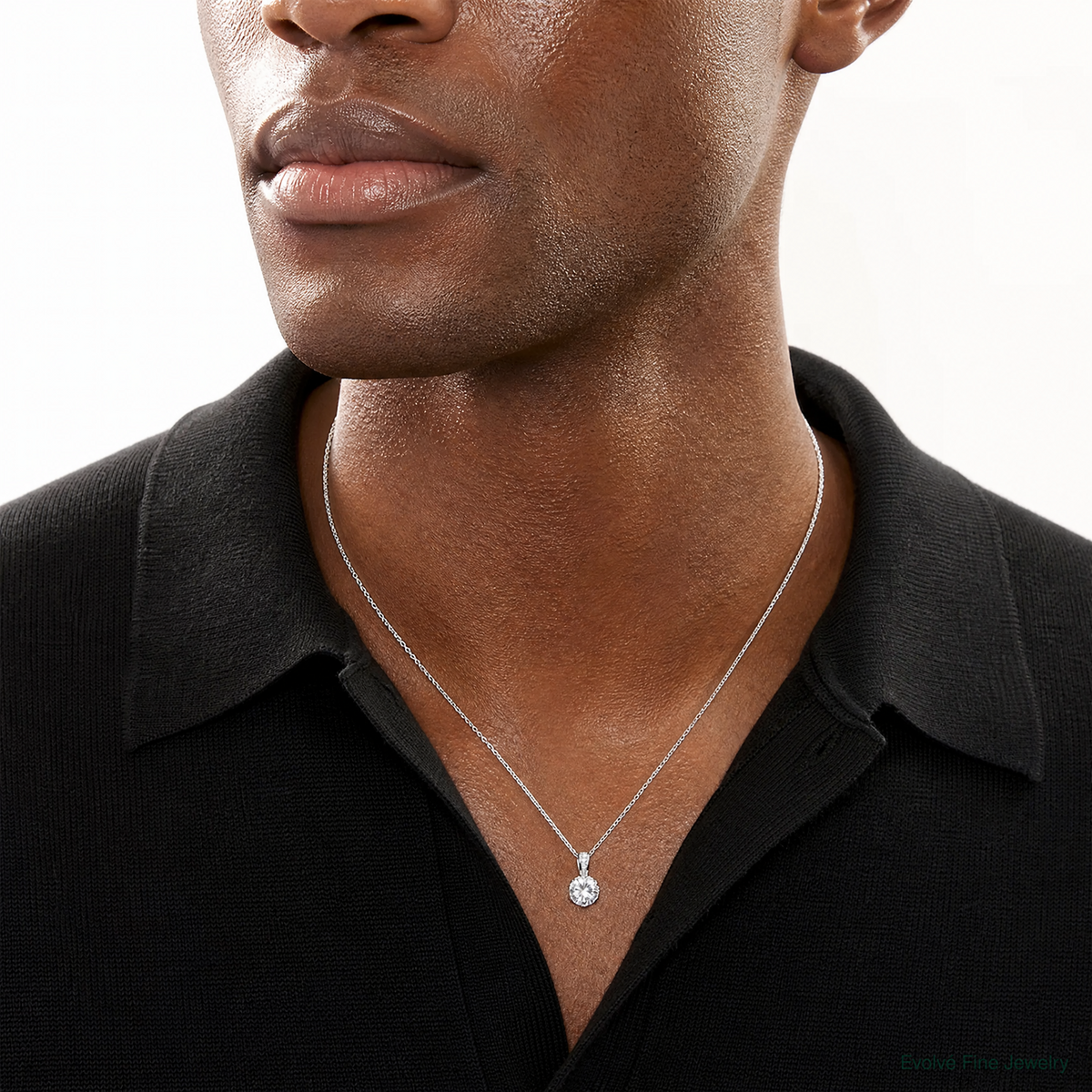 Sterling Silver Rhodium-plated CZ Pendant - Model Shot