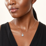 Sterling Silver Rhodium-platedCZ Halo Pendant - Model Shot