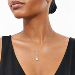 Sterling Silver Rhodium-plated 6.5mm CZ Teardrop Pendant - Model Shot