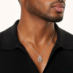 Sterling Silver Rhodium-plated CZ 3-Oval Chain Slide - Model Shot