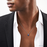 Sterling Silver Rhodium-plated Blue and White CZ Chain Slide - Model Shot