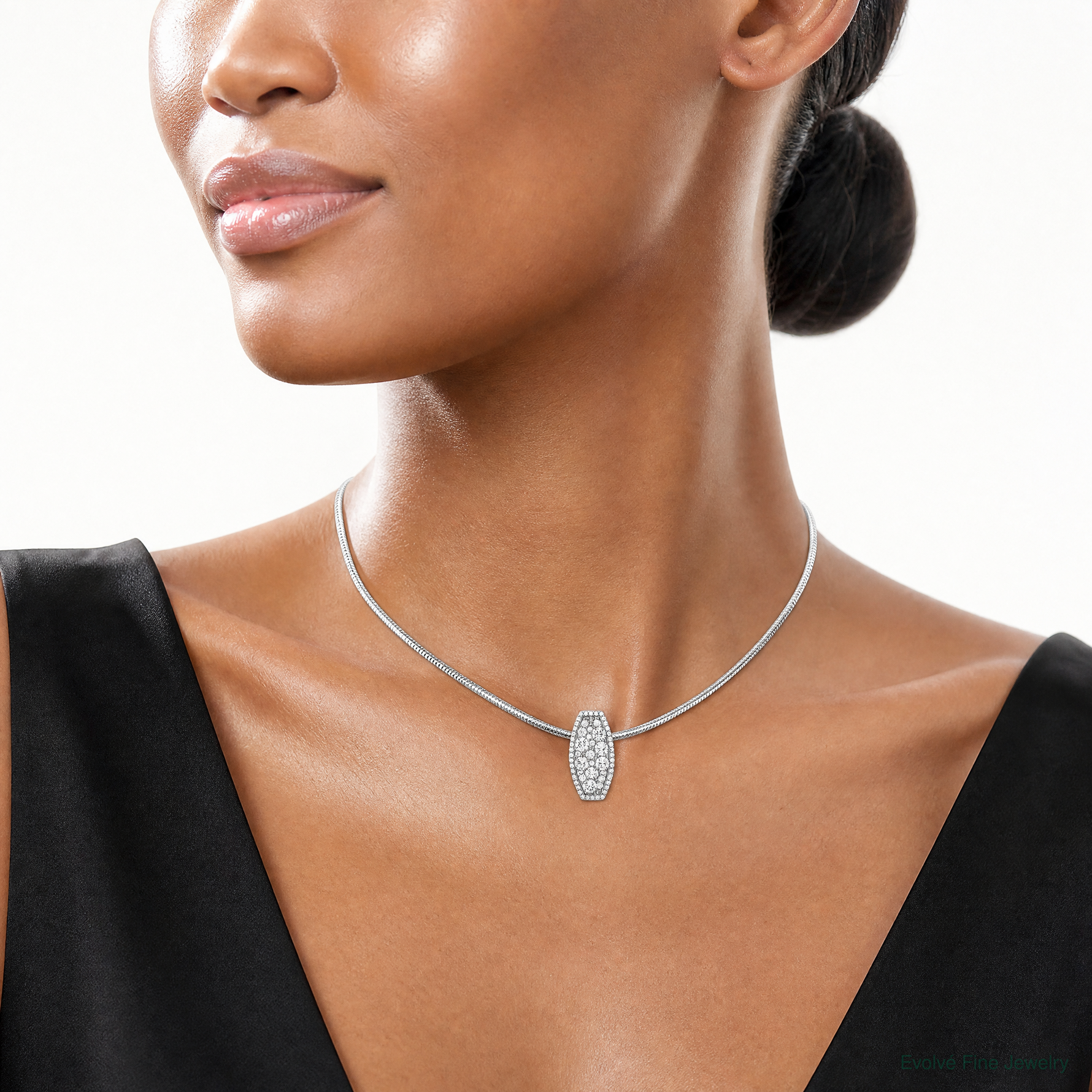 Sterling Silver Rhodium-plated CZ Slide - Model Shot