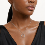 Sterling Silver Polished CZ Circle Pendant - Model Shot