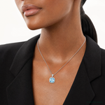 Sterling Silver Rhodium-plated CZ & Blue Crystal Pendant - Model Shot