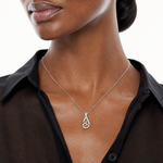 Sterling Silver Rh-plated Polished CZ Swirl Chain Slide - Model Shot