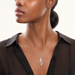 Sterling Silver RH-plated Brushed & Polished Curved Chain Slide - Model Shot