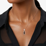 Sterling Silver Rose-tone Black Rhodium-plated CZ Pendant - Model Shot